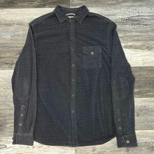 Carbon2Cobalt Gray Mens XL Elbow Patch Long Sleeve Cotton Knit Button Up Shirt